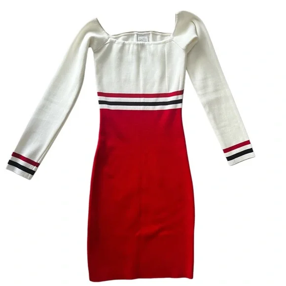 Selfie Leslie | Dresses | Selfie Knitted Red And White Long Sleeve Dress  Size S | Poshmark